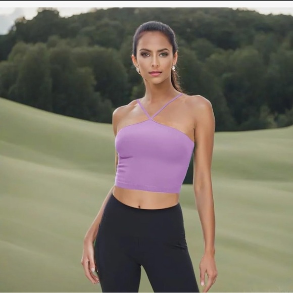 Women's Halter Crop Top includes orange and purple (041) - Picture 2 of 2